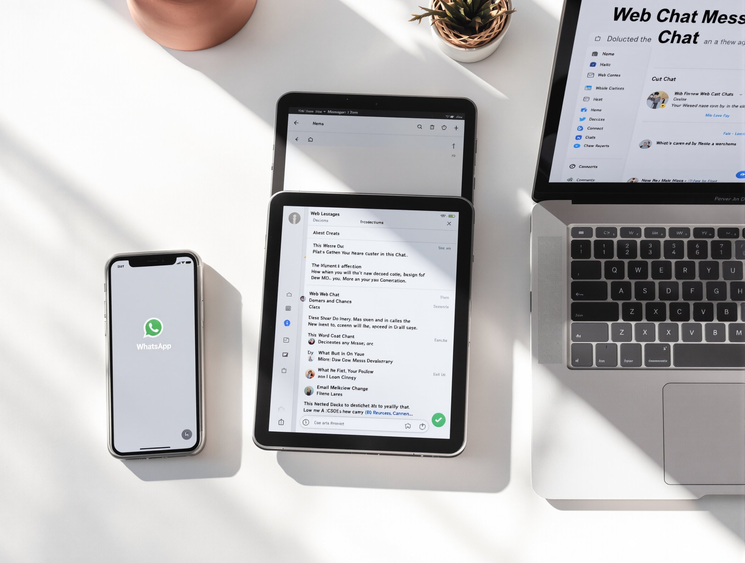 Múltiples dispositivos activos mostrando canales de mensajería